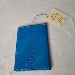 Passport holder genuine leather cobalt blue